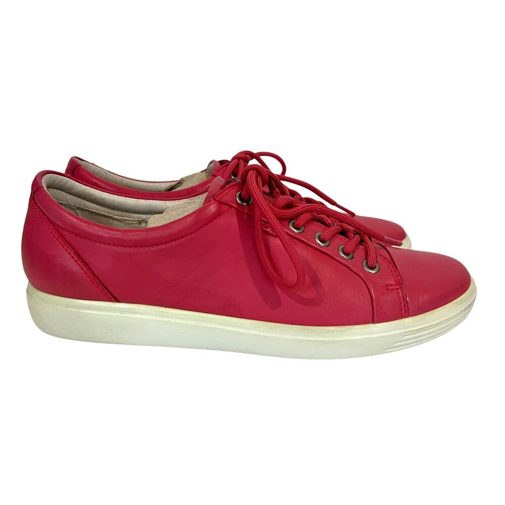Ecco Soft 7 Womens Size 10 Extra Width Athletic Leather Shoes Sneakers Pink/Red